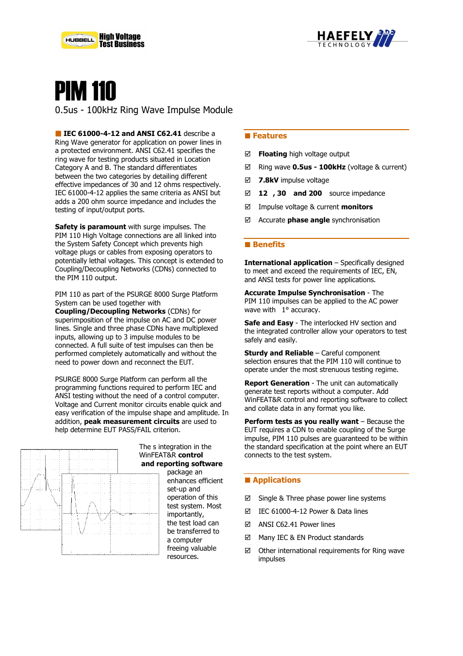 Atec Haefely-pim110 User Manual | 2 pages