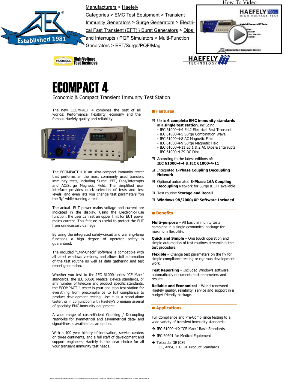 Atec Haefely-ECompact4 User Manual | 2 pages