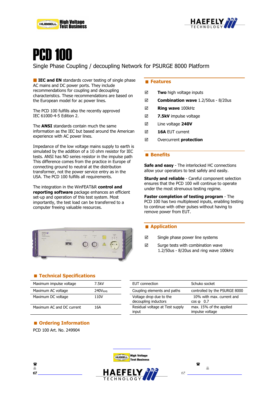 Atec Haefely-PCD100 User Manual | 1 page