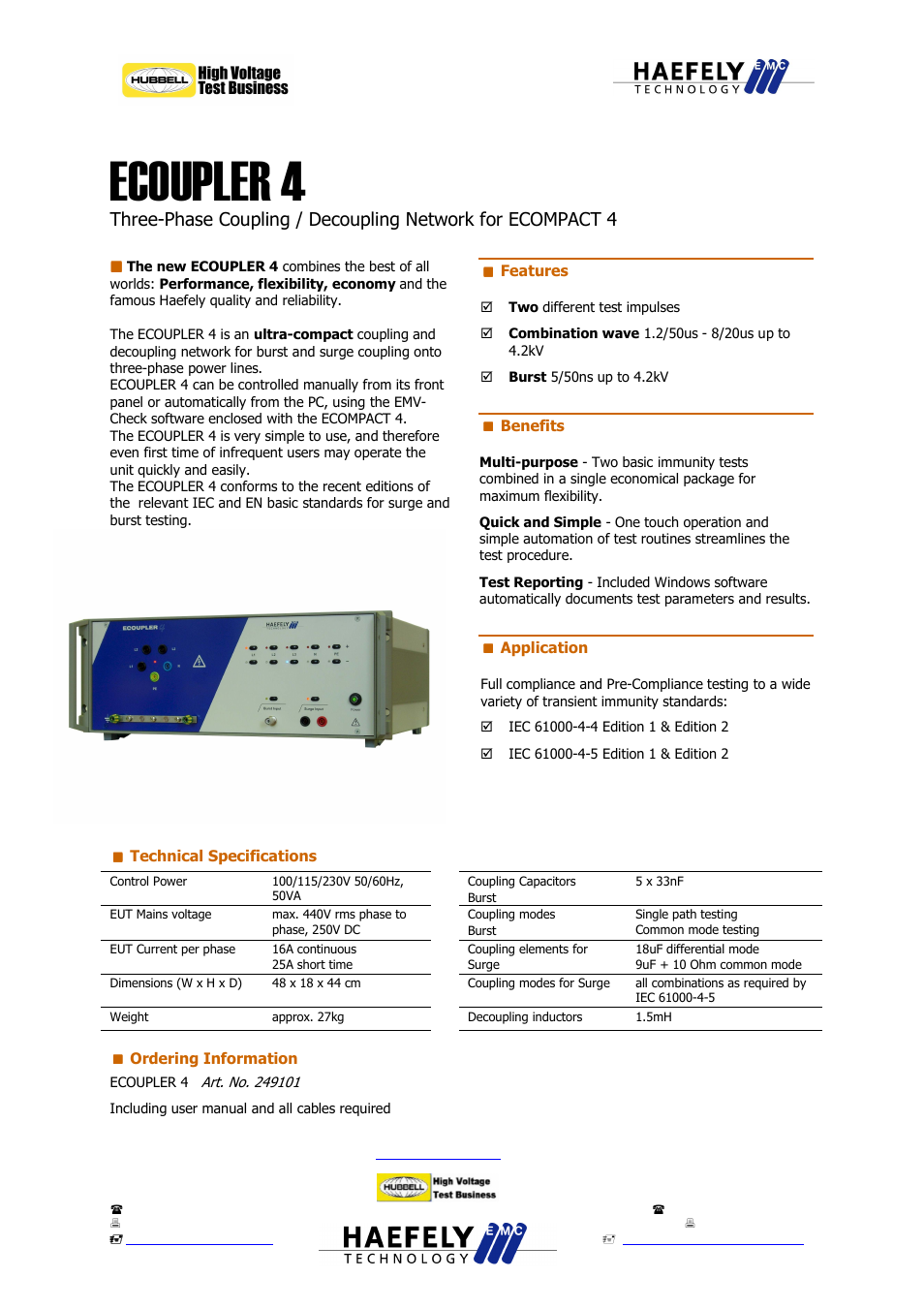 Atec Haefely-ECOUPLER4 User Manual | 1 page