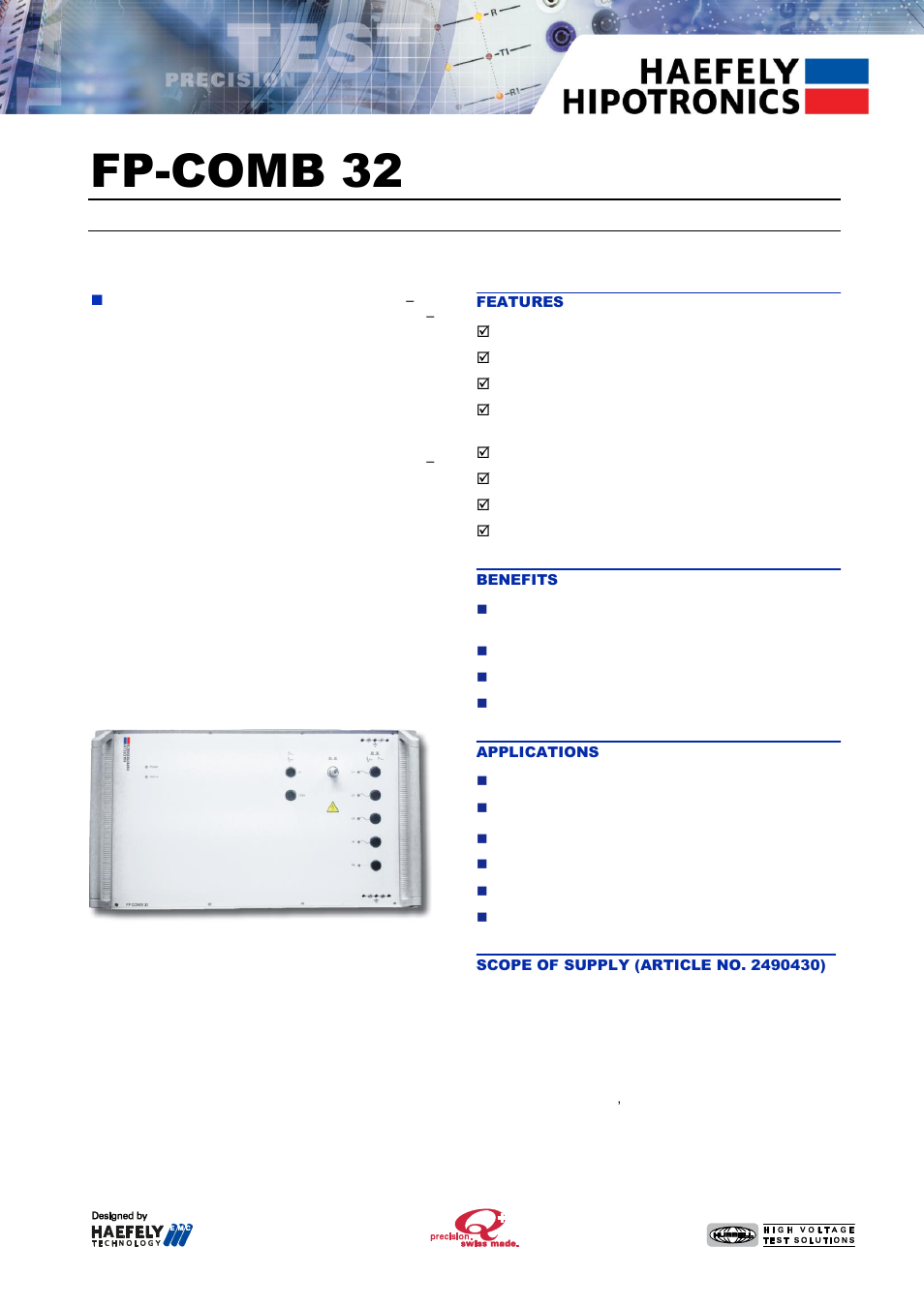 Atec Haefely-FP-COMB32 User Manual | 2 pages