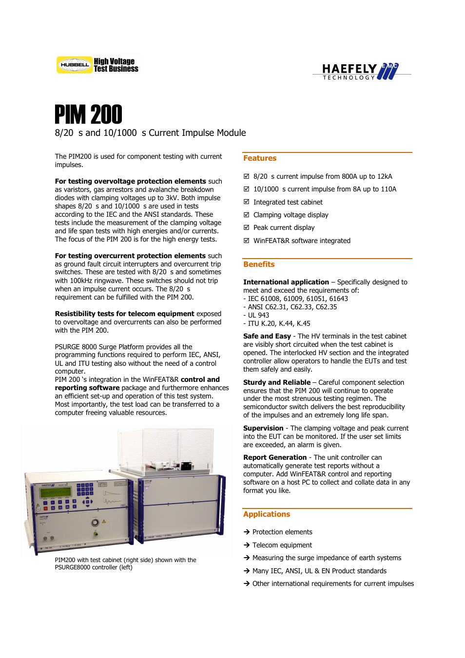 Atec Haefely-PIM200 User Manual | 2 pages