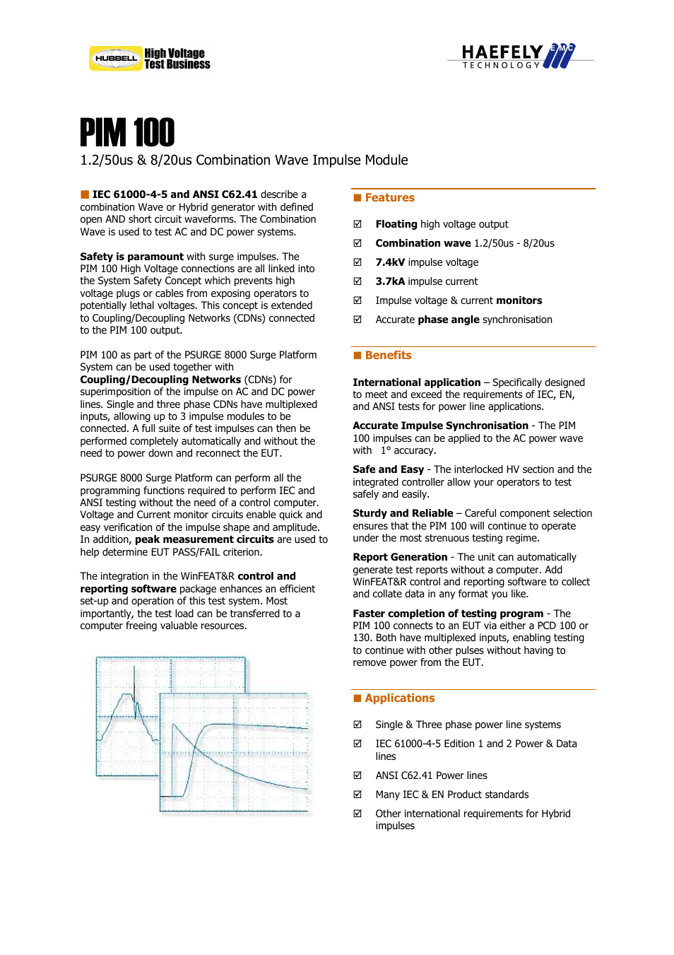 Atec Haefely-PIM100 User Manual | 2 pages