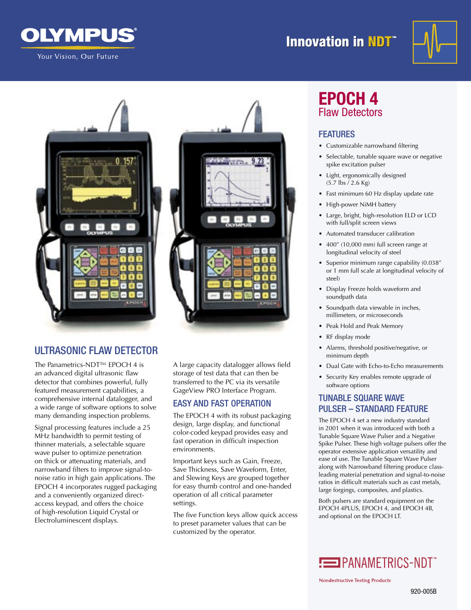 Atec Panametrics-Olympus-Epoch-4 User Manual | 4 pages