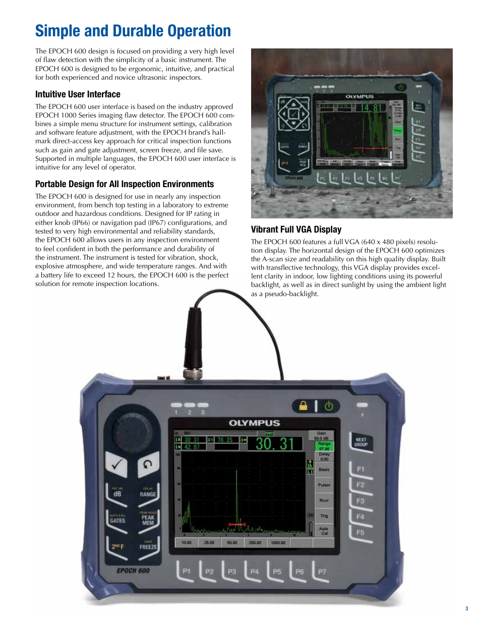 Simple and durable operation | Atec Panametrics-Olympus-Epoch-600 User Manual | Page 3 / 8