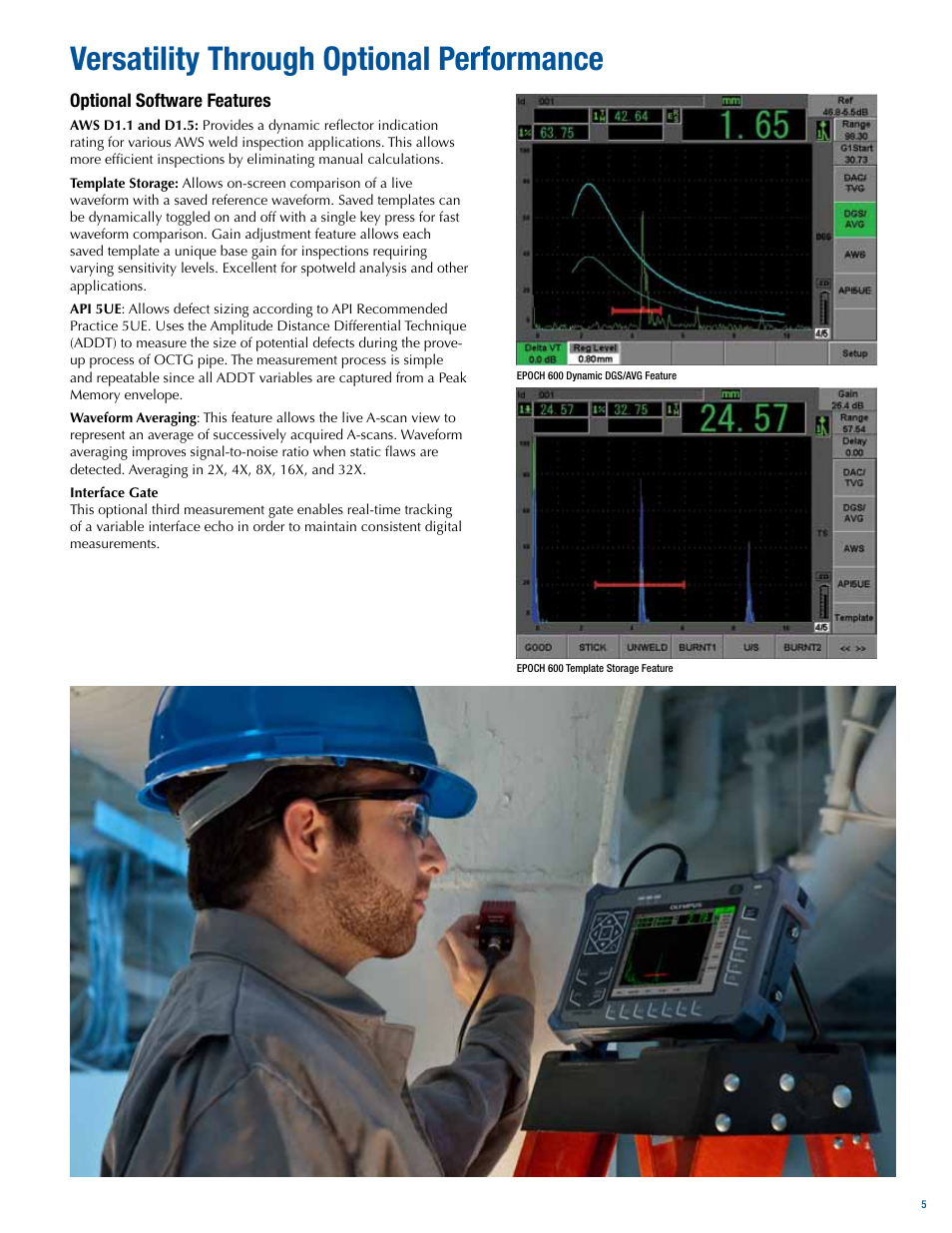 Versatility through optional performance | Atec Panametrics-Olympus-Epoch-600 User Manual | Page 5 / 8