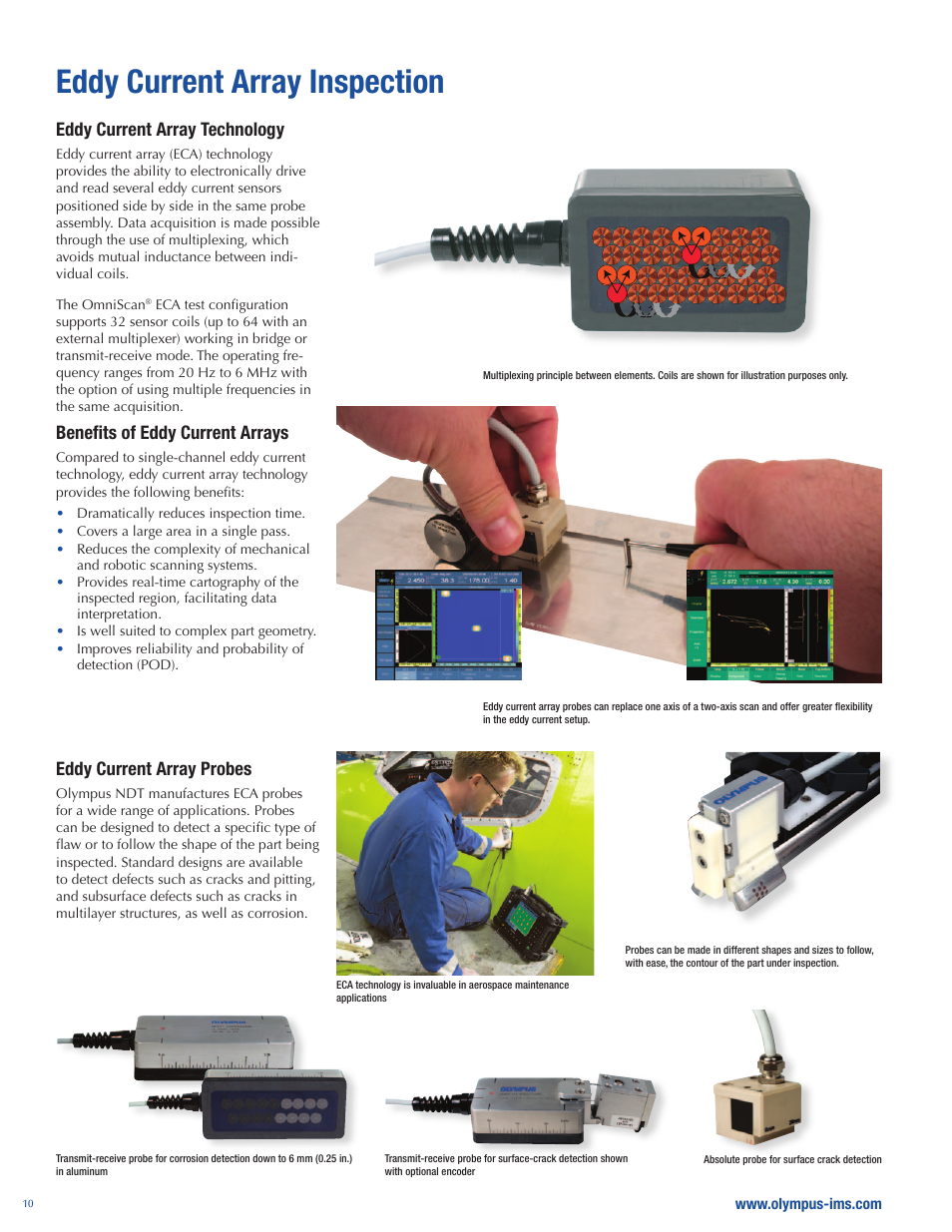 Eddy current array inspection, Eddy current array technology, Benefits of eddy current arrays | Eddy current array probes | Atec Panametrics-Olympus-Omniscan-MX User Manual | Page 10 / 14