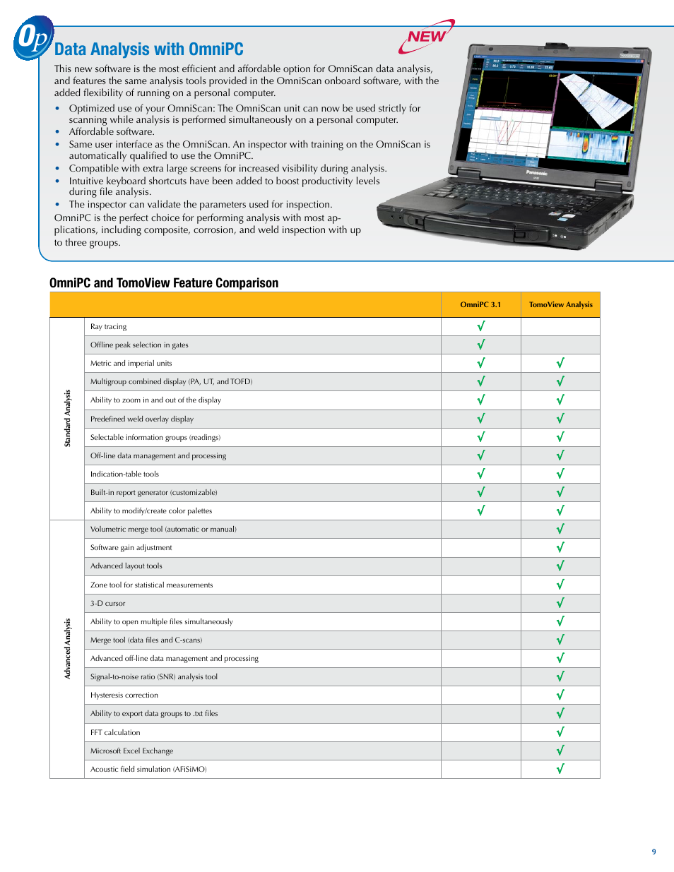 Data analysis with omnipc, Omnipc and tomoview feature comparison | Atec Panametrics-Olympus-Omniscan-MX2 User Manual | Page 9 / 12