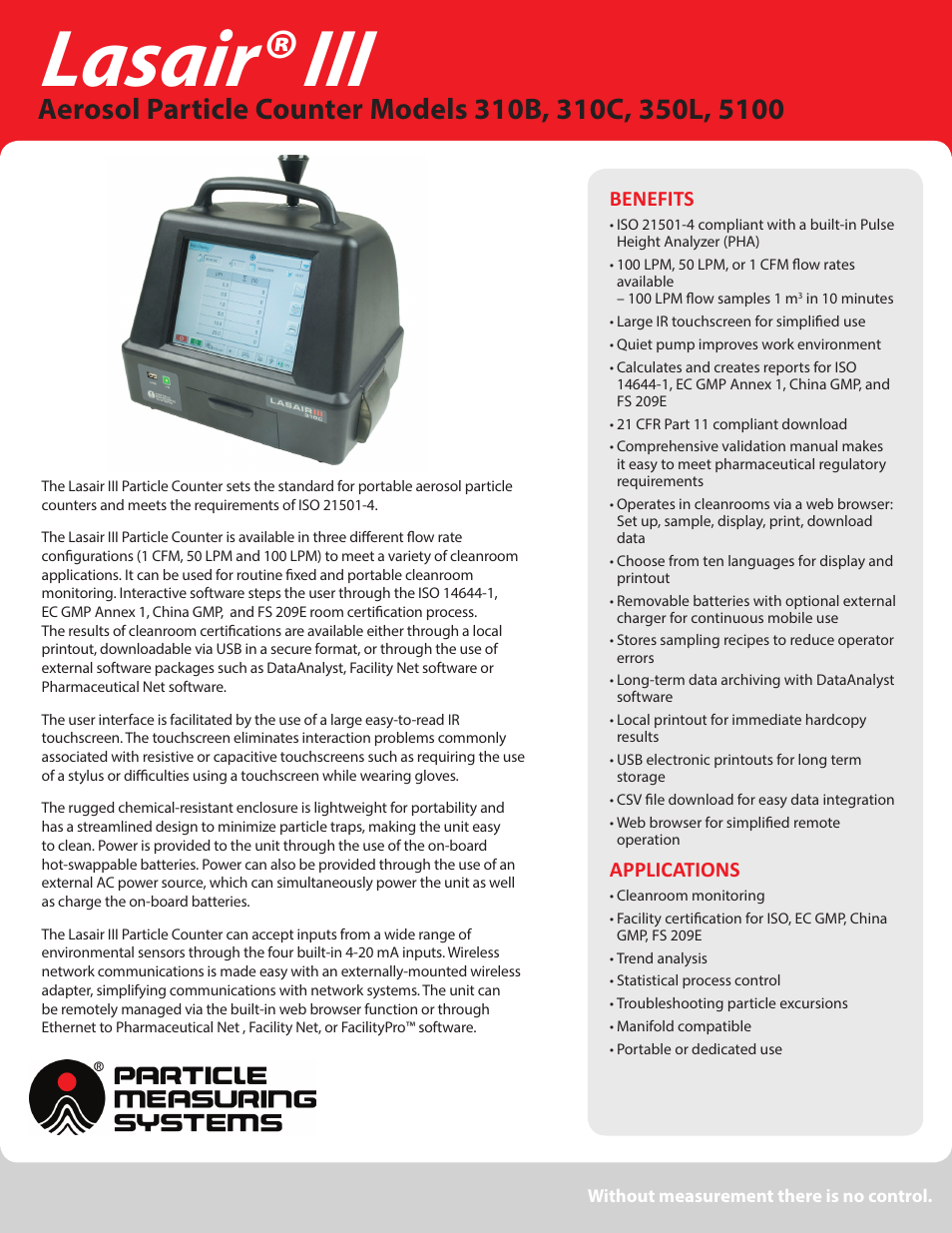 Atec Particle-Measureing-Systems-Lasair-III User Manual | 2 pages