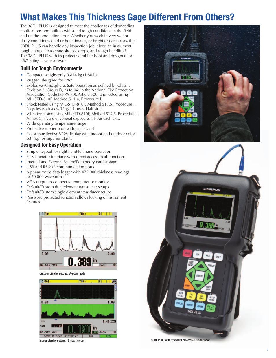 Built for tough environments, Designed for easy operation | Atec Panametrics-38DL-Plus User Manual | Page 3 / 8