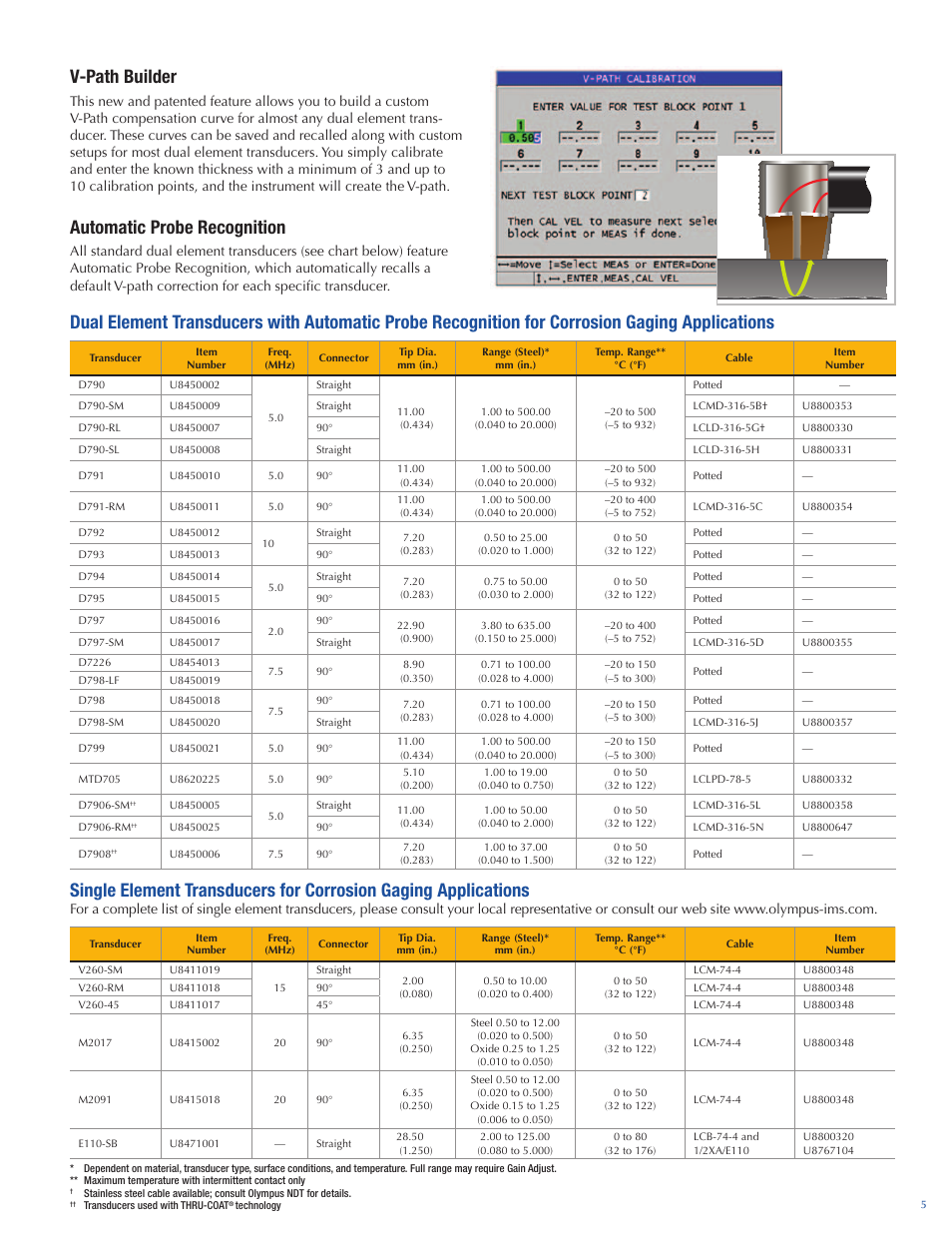 V-path builder, Automatic probe recognition | Atec Panametrics-38DL-Plus User Manual | Page 5 / 8