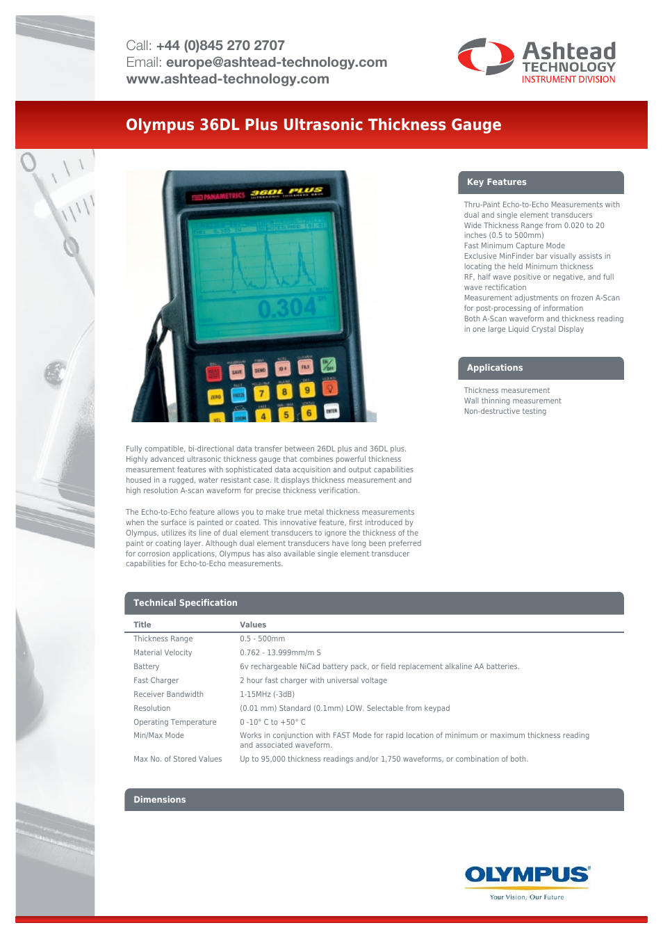 Atec Panametrics-36DL-Plus User Manual | 2 pages