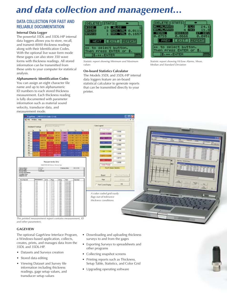 And data collection and management | Atec Panametrics-35DL User Manual | Page 6 / 8