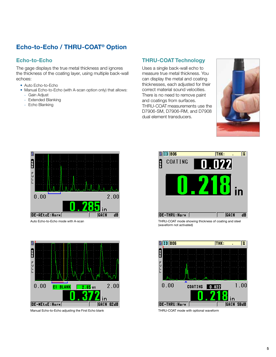 Echo-to-echo / thru-coat, Option, Thru-coat | Technology, Echo-to-echo | Atec Olympus-45MG User Manual | Page 5 / 12