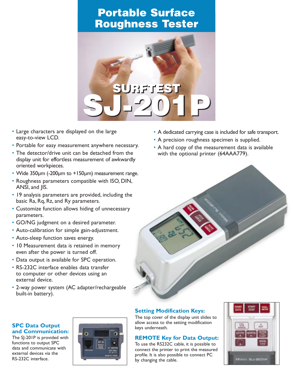 Sj-201p, Surftest, Portable surface roughness tester | Atec Mitutoyo-SJ-201P User Manual | Page 2 / 6