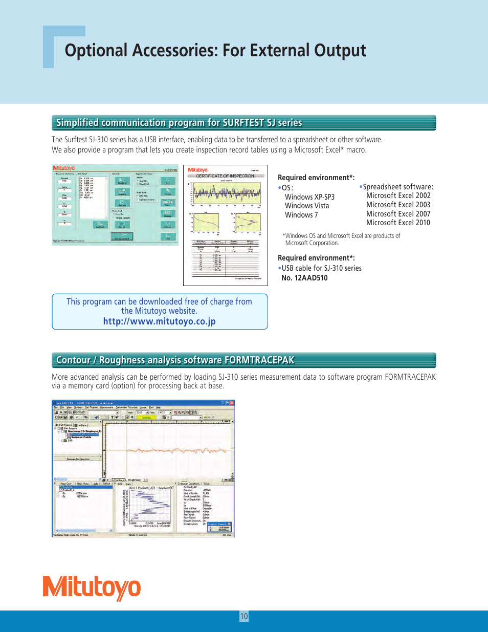 Optional accessories: for external output | Atec Mitutoyo-SJ-310 User Manual | Page 10 / 12