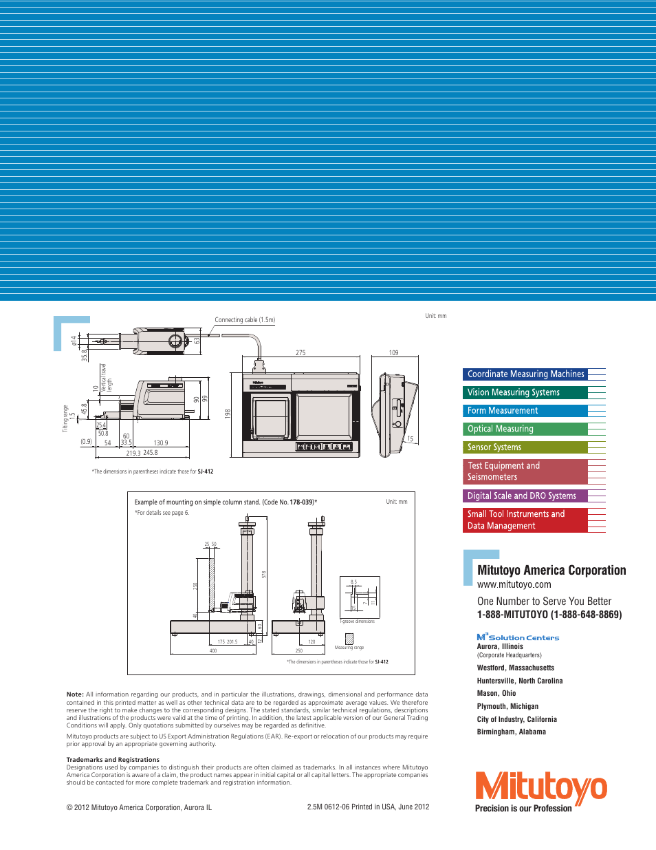 One number to serve you better, Precision is our profession | Atec Mitutoyo-SJ-410 User Manual | Page 12 / 12