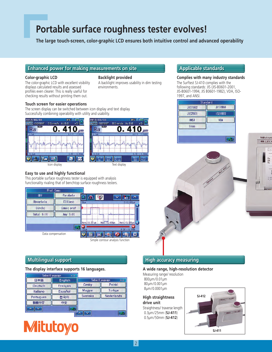 Portable surface roughness tester evolves | Atec Mitutoyo-SJ-410 User Manual | Page 2 / 12