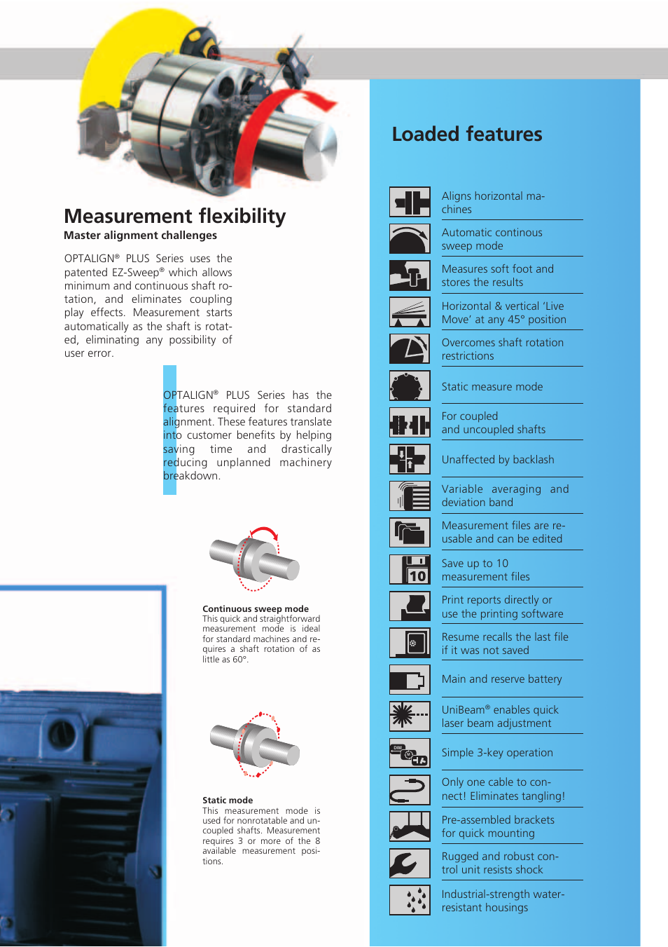 Measurement flexibility, Loaded features | Atec Ludeca-OptalignPlus User Manual | Page 4 / 6