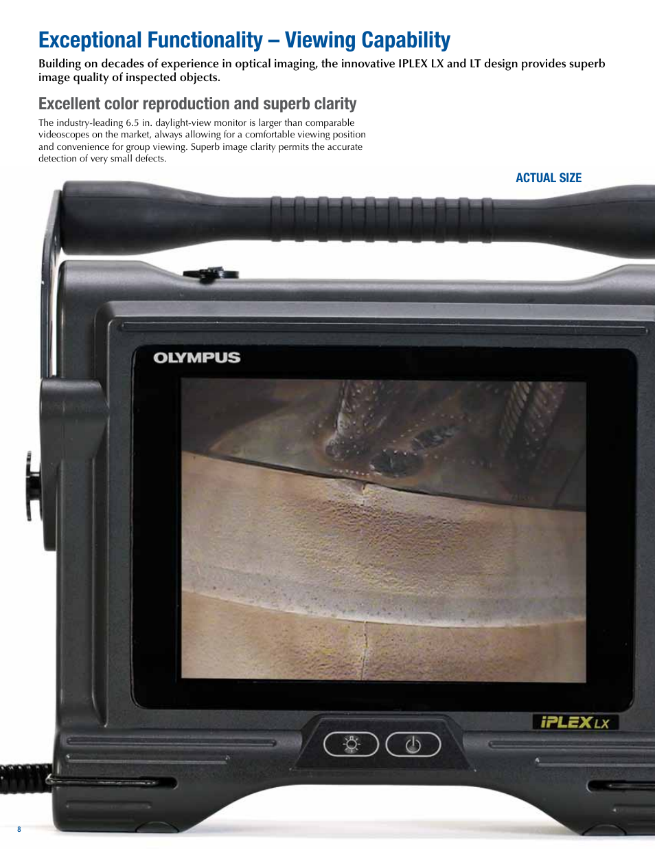 Exceptional functionality – viewing capability, Excellent color reproduction and superb clarity | Atec Panametrics-Olympus-IPLEX-LT-LX User Manual | Page 8 / 16