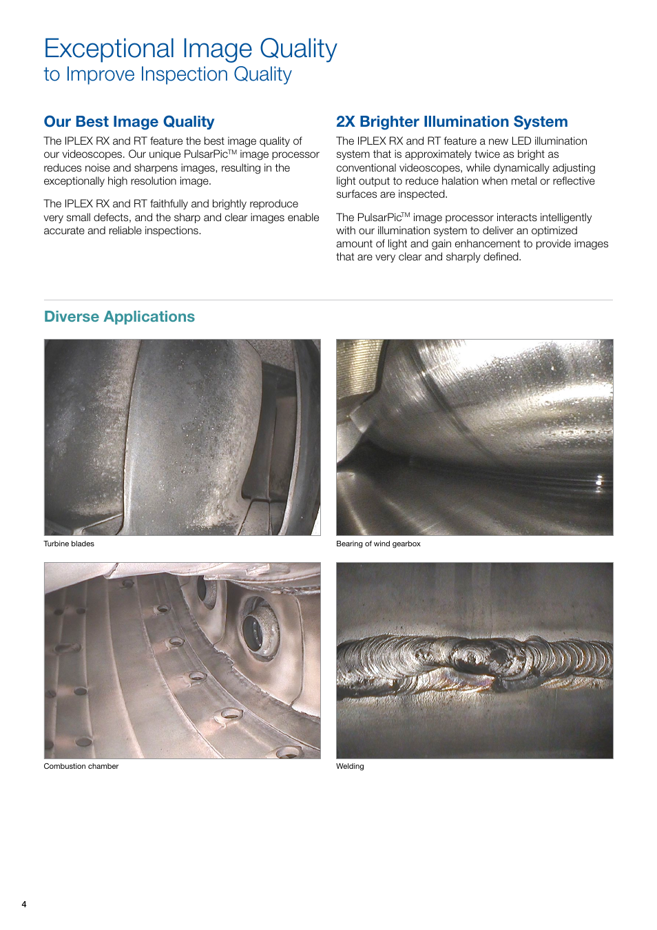 Exceptional image quality, Diverse applications, Our best image quality | 2x brighter illumination system | Atec Olympus-Iplex-RX-RT User Manual | Page 4 / 12