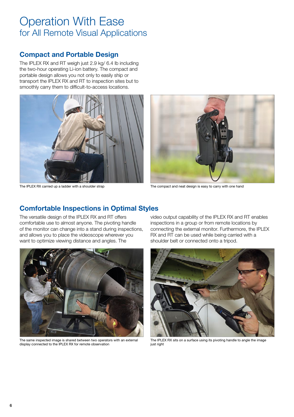 Operation with ease, For all remote visual applications, Compact and portable design | Comfortable inspections in optimal styles | Atec Olympus-Iplex-RX-RT User Manual | Page 6 / 12