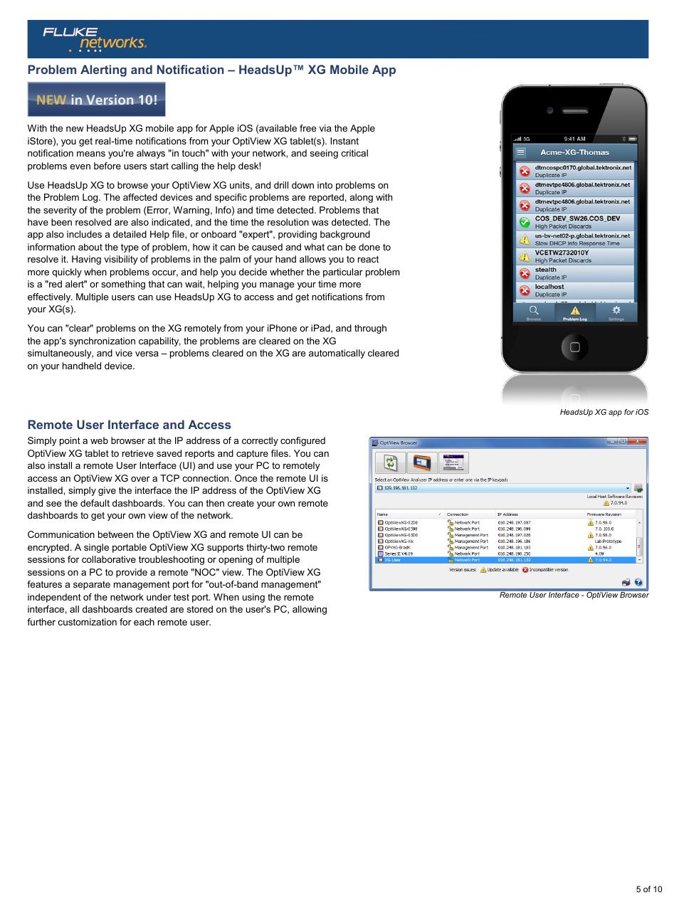 Remote user interface and access | Atec Fluke-OptiView-XG User Manual | Page 5 / 10