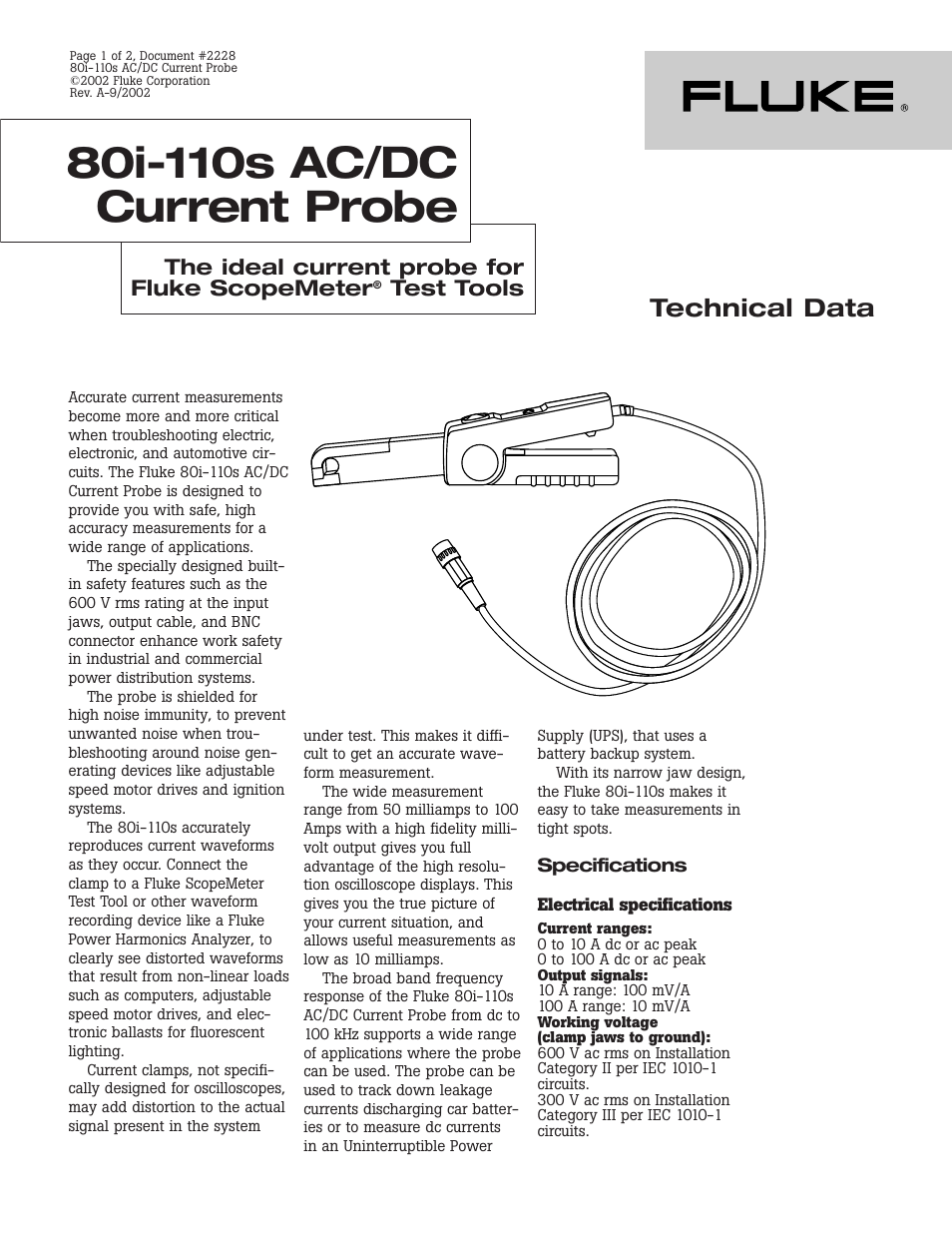 Atec Fluke-80i-110S User Manual | 2 pages