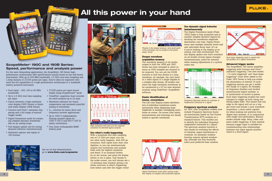 All this power in your hand, Scopemeter | Atec Fluke-199C User Manual | Page 2 / 5