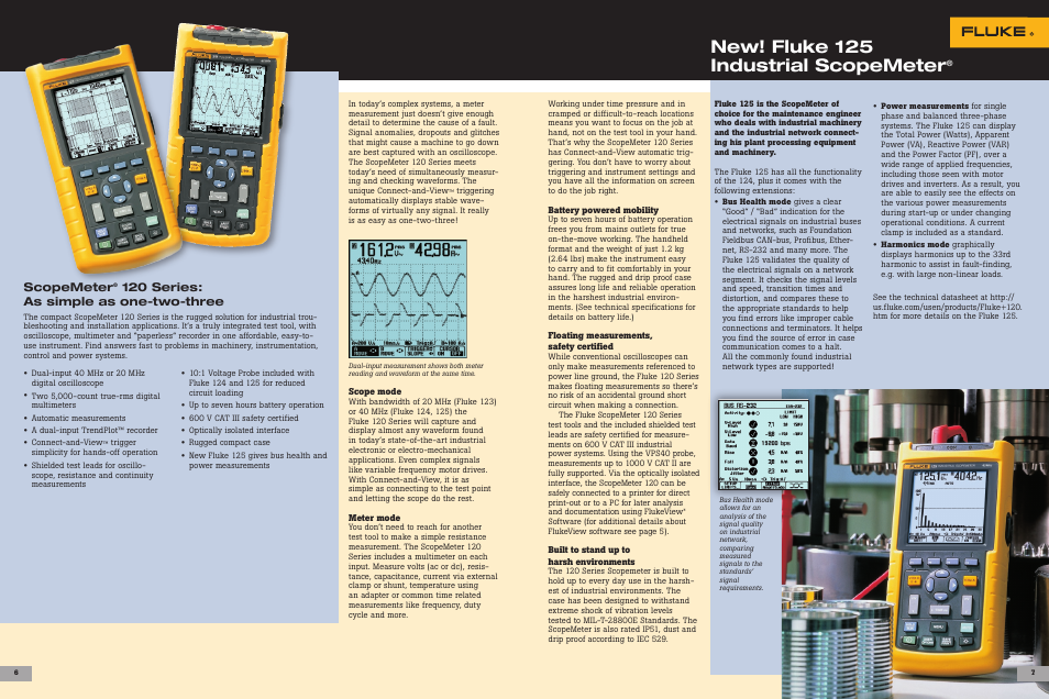 New! fluke 125 industrial scopemeter, Scopemeter, 120 series: as simple as one-two-three | Atec Fluke-199C User Manual | Page 4 / 5