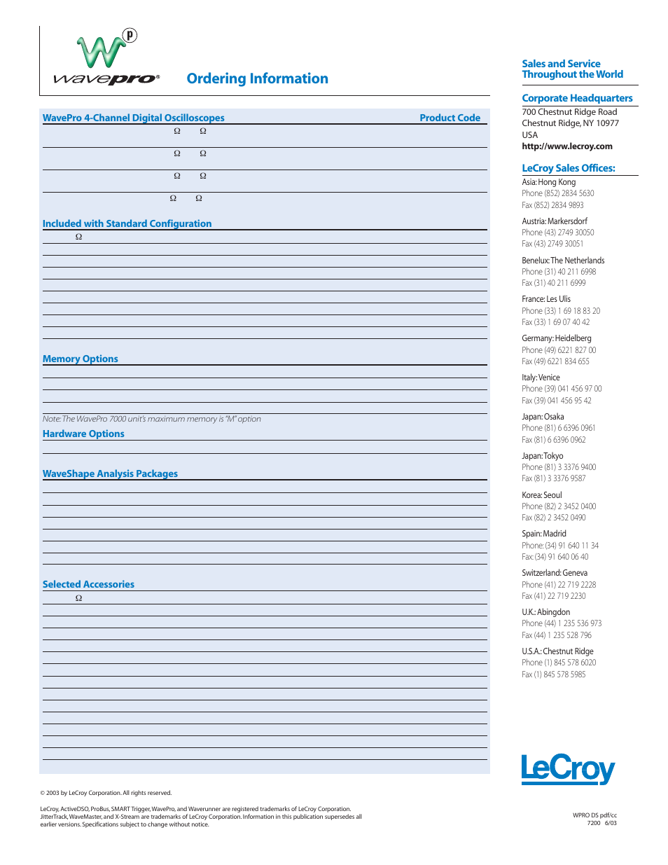 Ordering information | Atec LeCroy-Wavepro7000 Series User Manual | Page 4 / 4