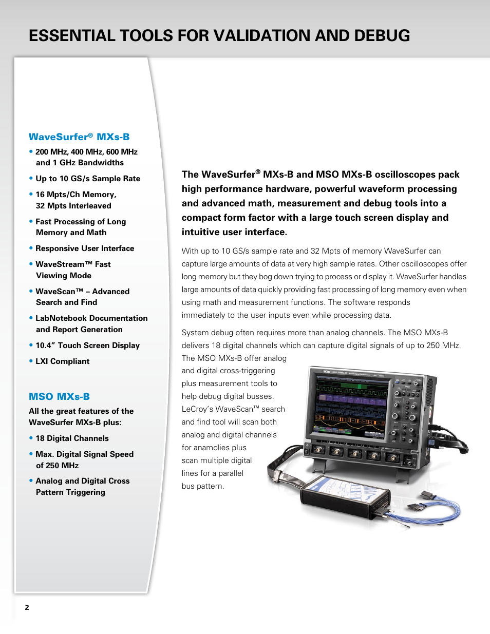 Essential tools for validation and debug | Atec LeCroy-Wavesurfer-MXs-B Series User Manual | Page 2 / 12