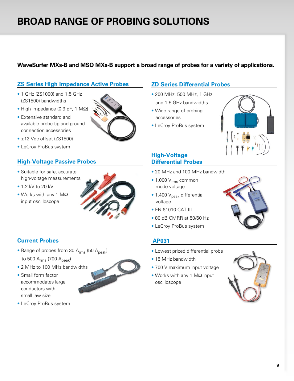 Broad range of probing solutions | Atec LeCroy-Wavesurfer-MXs-B Series User Manual | Page 9 / 12