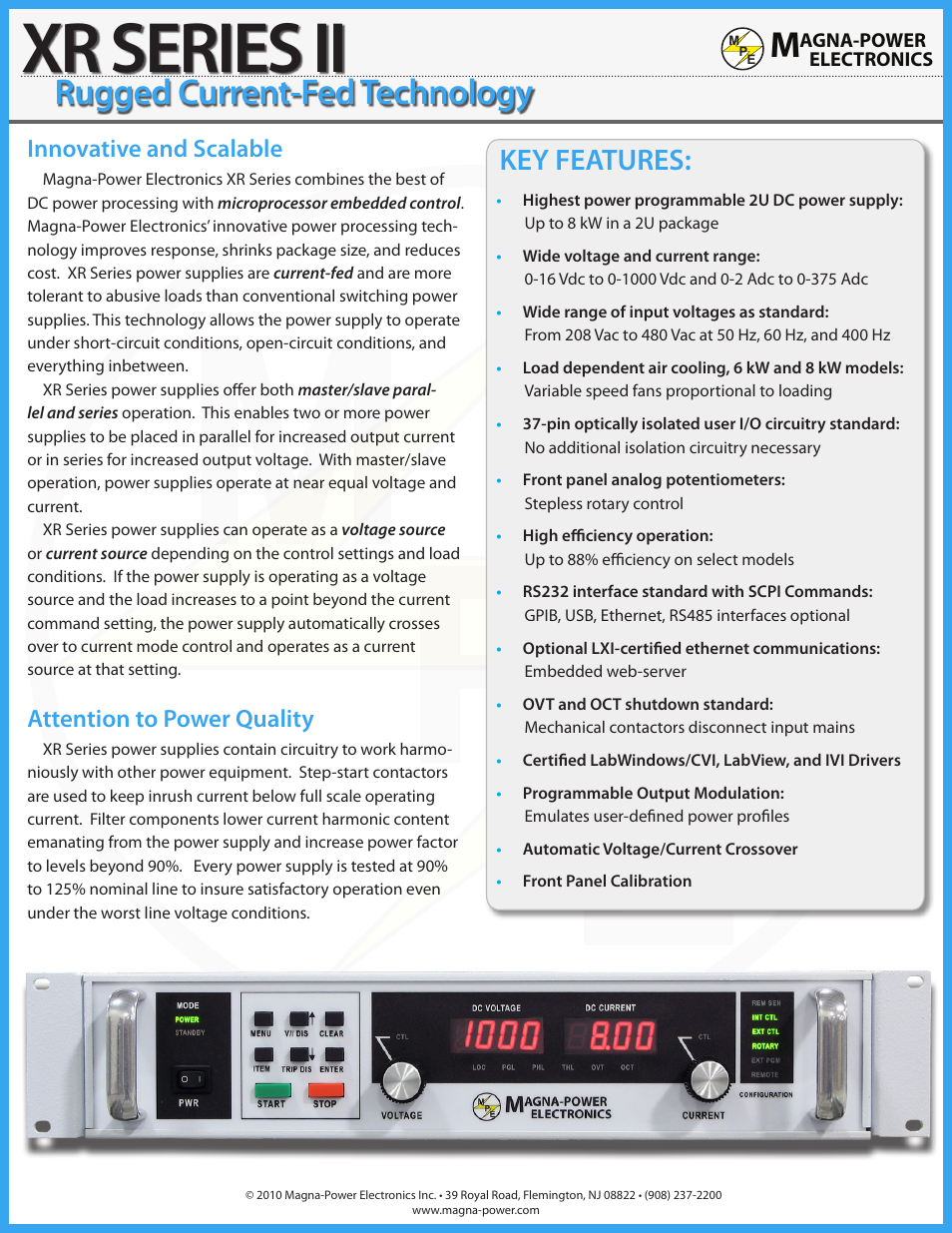 Me p, Xr series ii, Rugged current-fed technology | Atec Magna-Power-XRII-Series-DatasheetЙ User Manual | Page 2 / 8