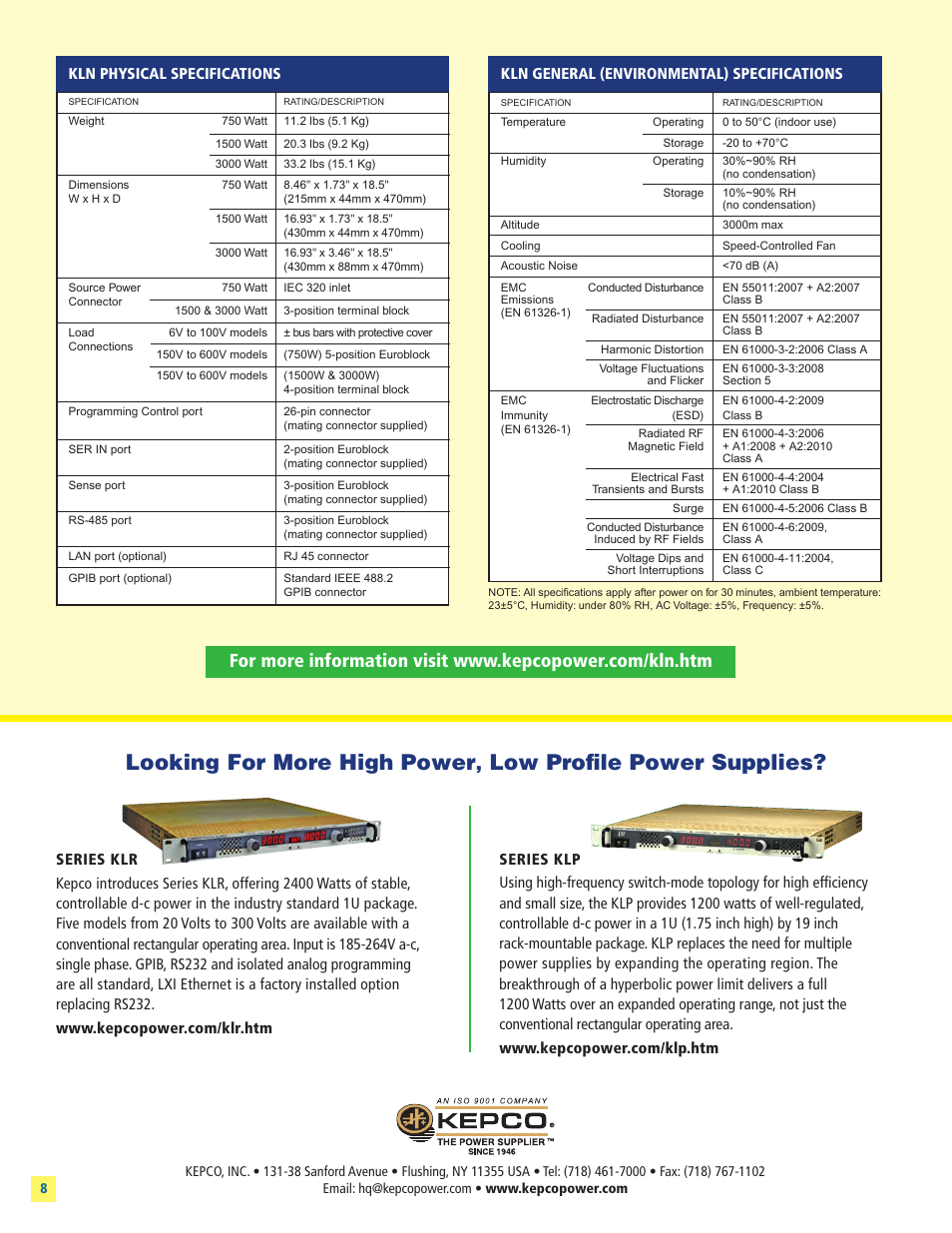 Looking for more high power, Low profile power supplies | Atec Kepco-KLN Series User Manual | Page 8 / 8