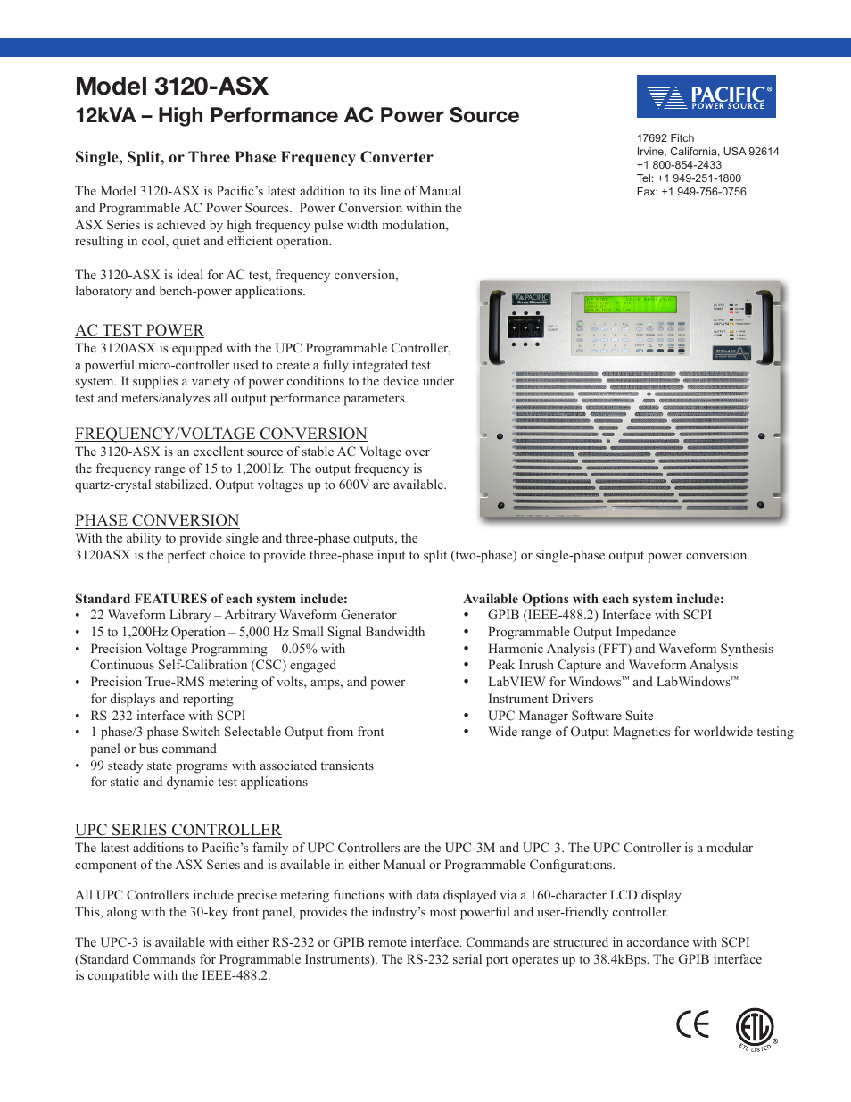 Atec Pacific-Power-3120ASX User Manual | 2 pages