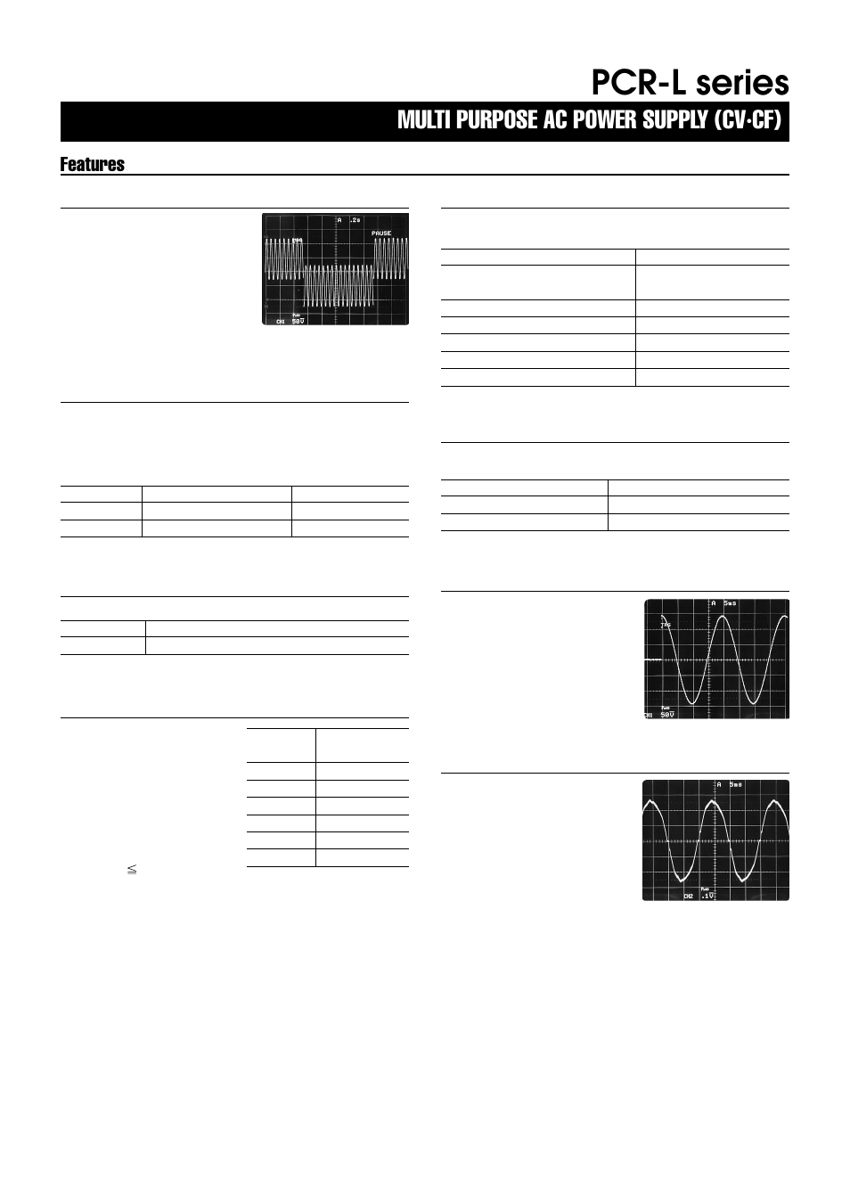 Pcr-l series, Multi purpose ac power supply (cv·cf), Features | Atec Kikusui-PCR500L User Manual | Page 4 / 9