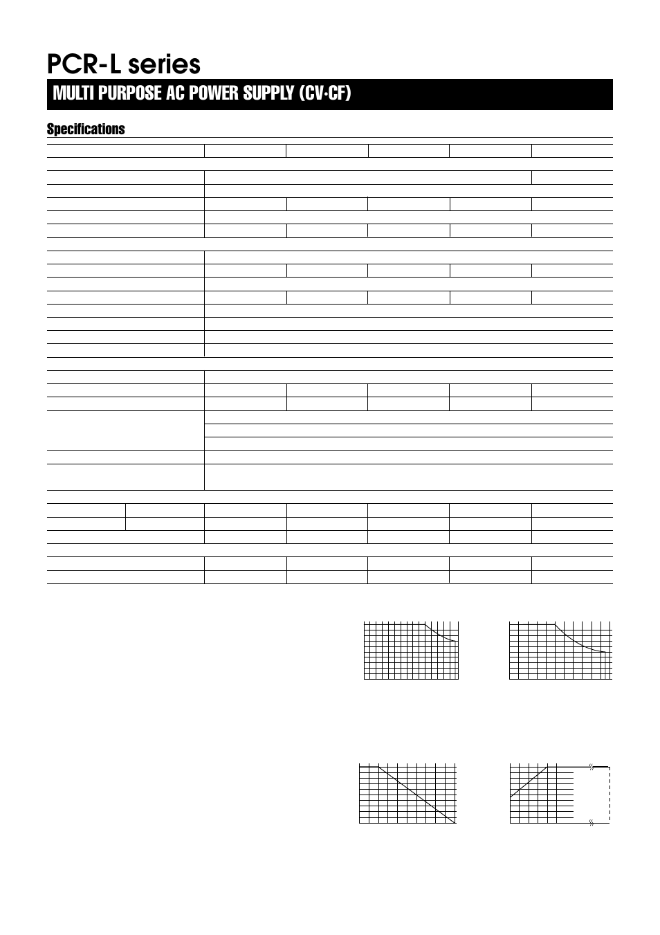 Pcr-l series, Multi purpose ac power supply (cv·cf), Specifications | Atec Kikusui-PCR500L User Manual | Page 9 / 9