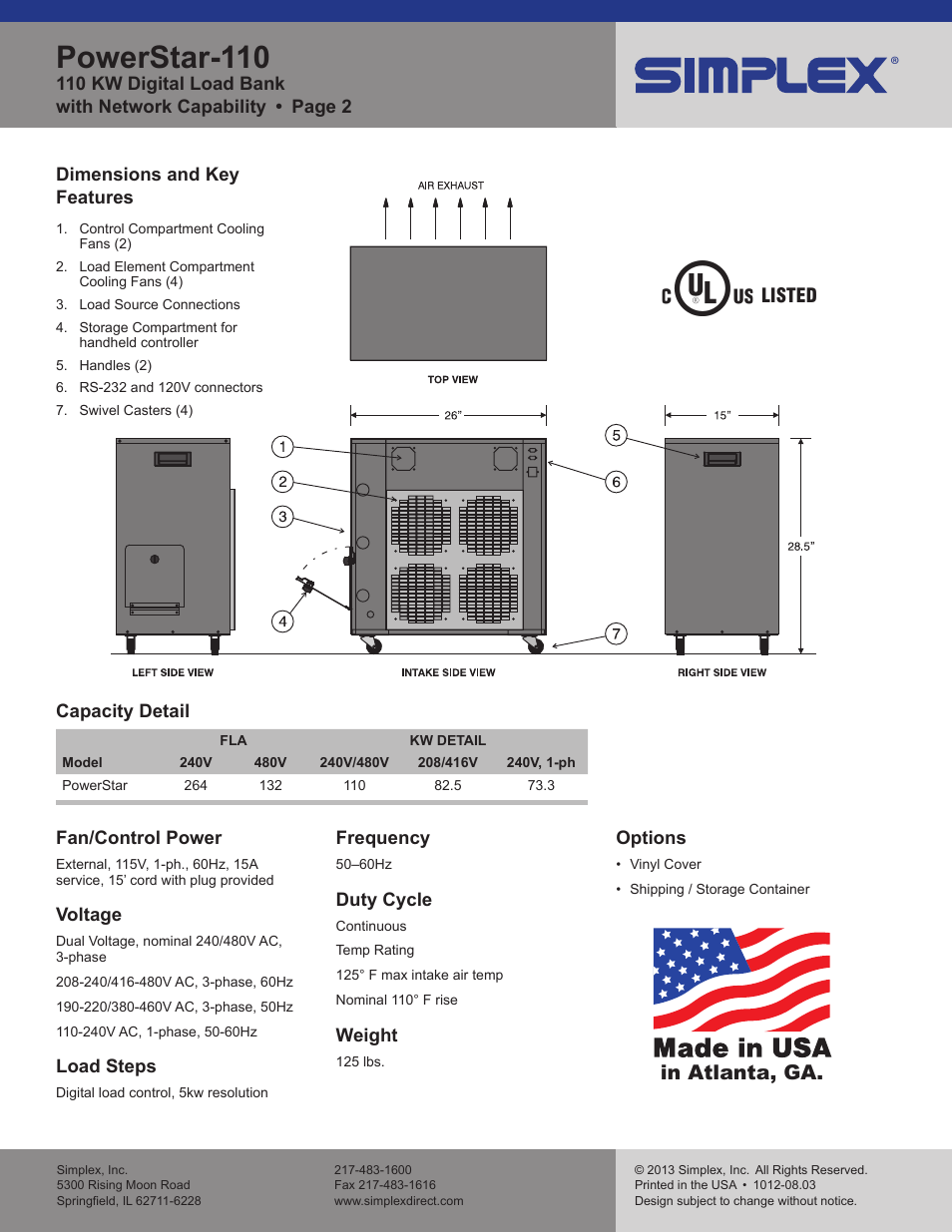 Powerstar-110, Listed | Atec Simplex-PowerStar User Manual | Page 2 / 2