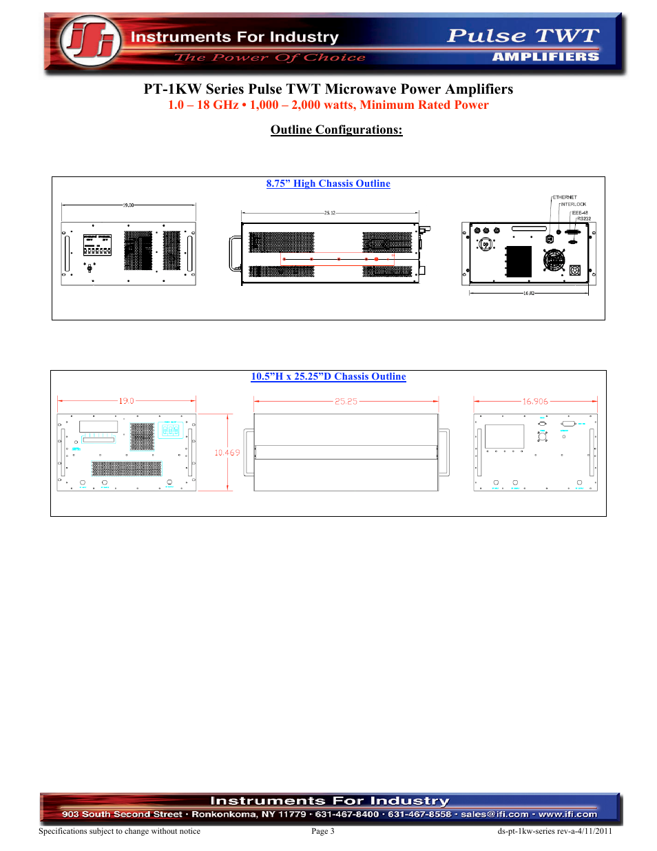 Pt-1kw series pulse twt microwave power amplifiers | Atec IFI-PT-1KW Series User Manual | Page 3 / 3