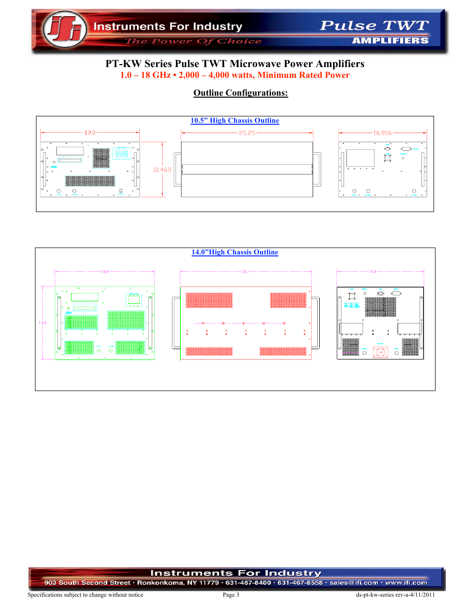 Pt-kw series pulse twt microwave power amplifiers | Atec IFI-PT-KWAmplifierSeries User Manual | Page 3 / 3