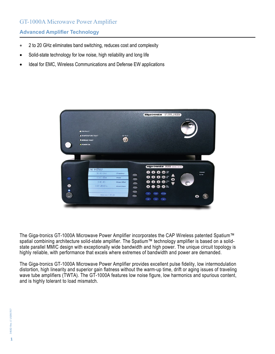 Gt-1000a microwave power amplifier | Atec Giga-tronics-GT-1000A User Manual | Page 2 / 8