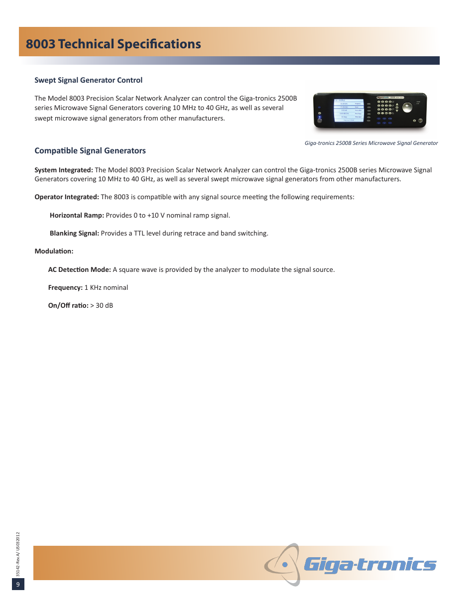 8003 technical specifications | Atec Gigatronics-8003 User Manual | Page 10 / 12