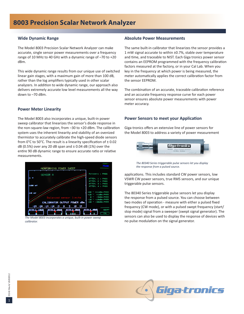 8003 precision scalar network analyzer | Atec Gigatronics-8003 User Manual | Page 2 / 12