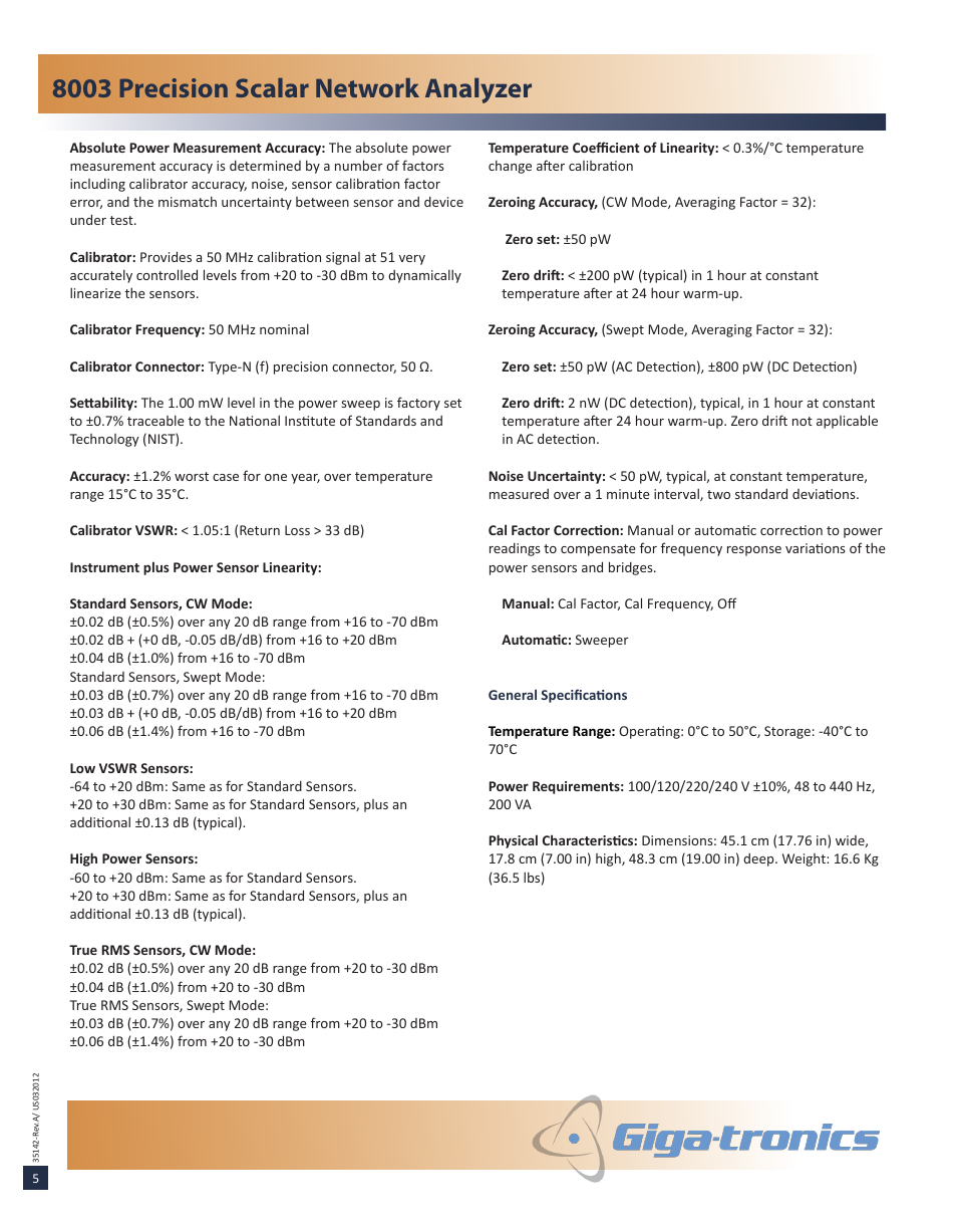 8003 precision scalar network analyzer | Atec Gigatronics-8003 User Manual | Page 6 / 12