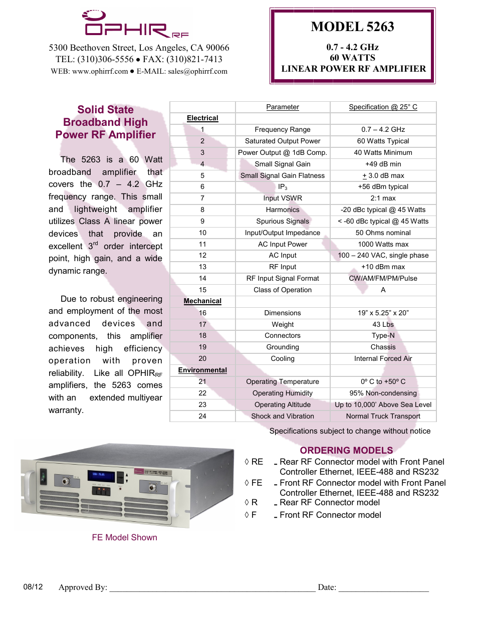 Atec Ophir-5263FE User Manual | 2 pages