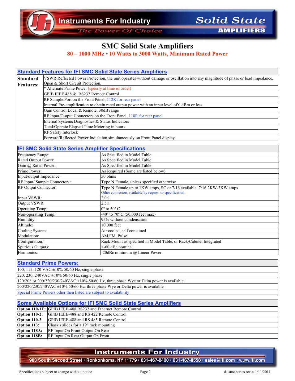 Smc solid state amplifiers | Atec IFI-SMC Series User Manual | Page 2 / 4