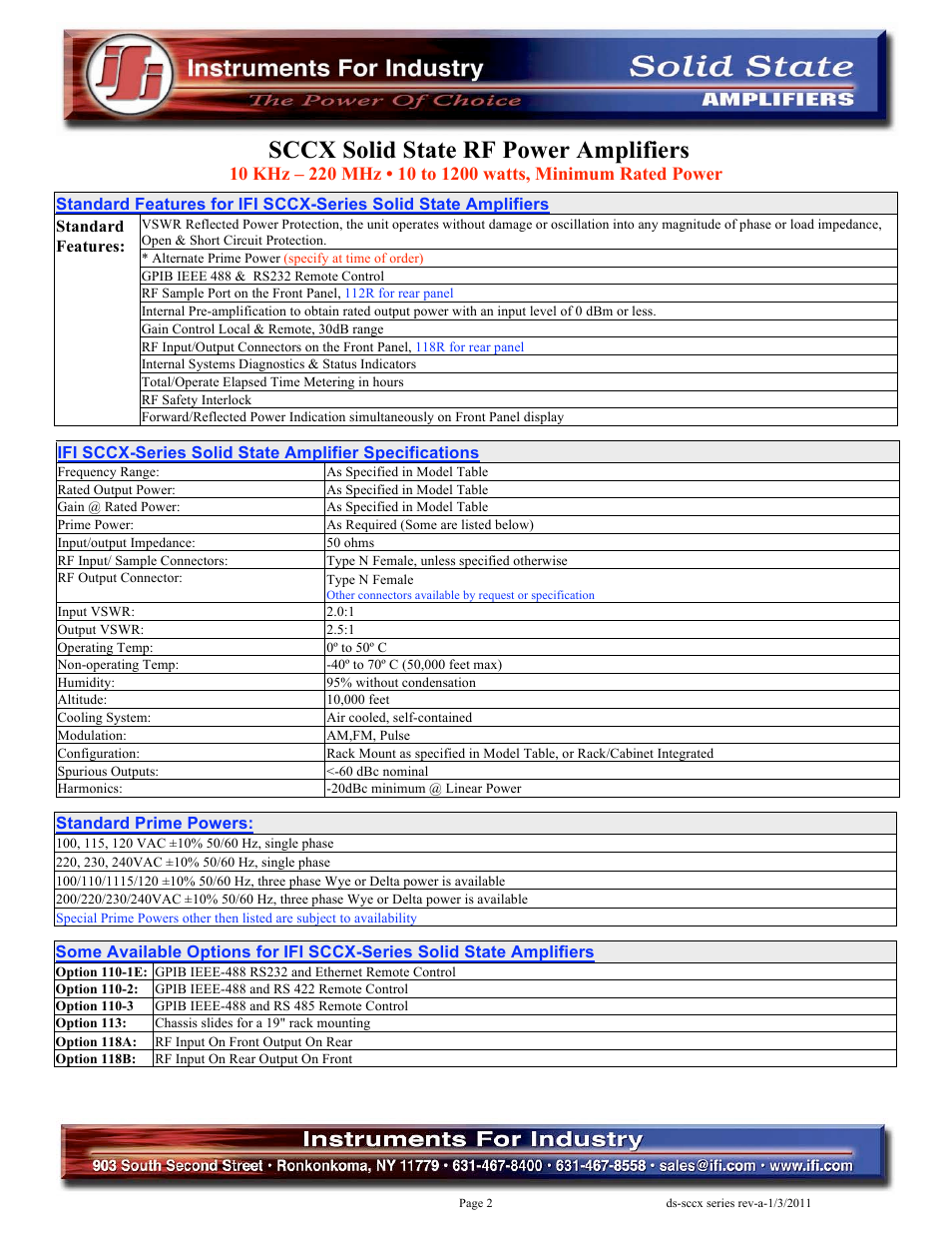 Sccx solid state rf power amplifiers | Atec IFI-SCCX Series User Manual | Page 2 / 4