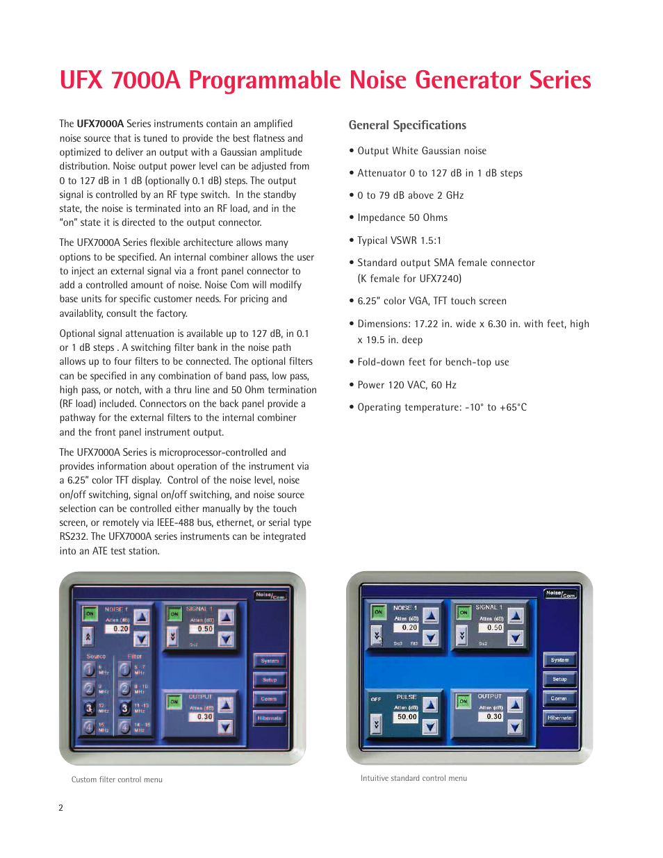 Ufx 7000a programmable noise generator series | Atec Noise-Com-UFX7000 Series User Manual | Page 2 / 4