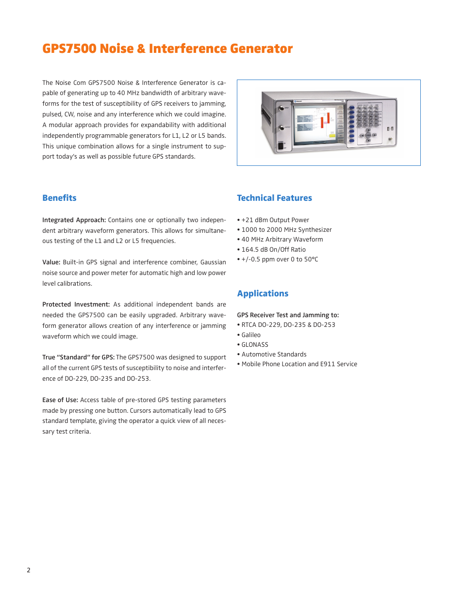 Gps7500 noise & interference generator | Atec Noise-Com-GPS7500 User Manual | Page 2 / 6